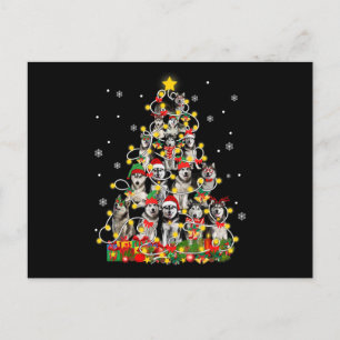 Postal Festiva Husky Funny Siberian Husky sombrero de Santa Nav