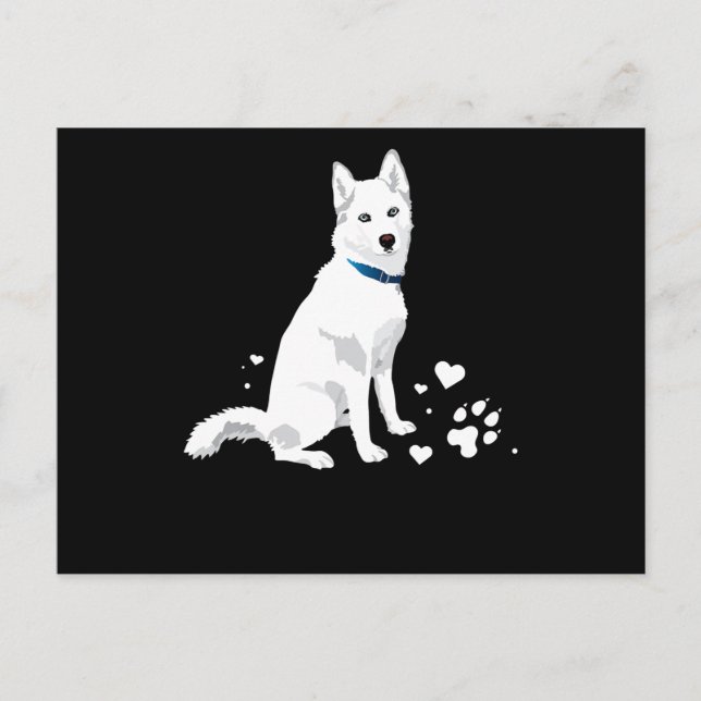 Postal Festiva Husky Husky Siberiano Perro de Nieve Blanco Dulce (Anverso)