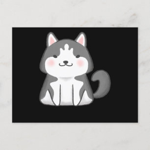 Postal Festiva Husky Perrito Kawaii Siberiano Husky Anime Japon