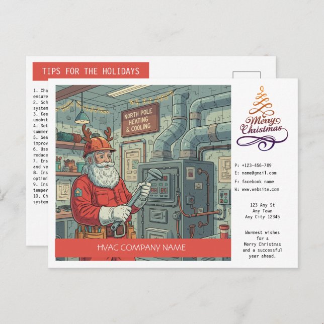 Postal Festiva HVAC Christmas Greeting Postcard (Anverso / Reverso)
