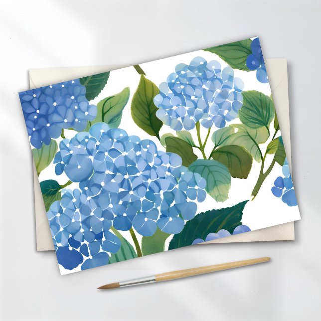 Postal Festiva Hydrangeas Blue | Hermoso Bush floral (Subido por el creador)