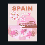 Postal Festiva Ibiza, España, Viajes, Arte Preppy, Pastel<br><div class="desc">Un hermoso diseño de arte de viajes que capta los soleados días de Ibiza. Es una adición perfecta a cualquier lugar y sería una gran adición a tu vida.</div>