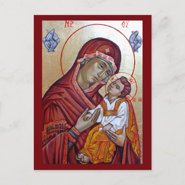 Postal Festiva Icono De Estilo Bizantino De Santa María Teotokos (Anverso)