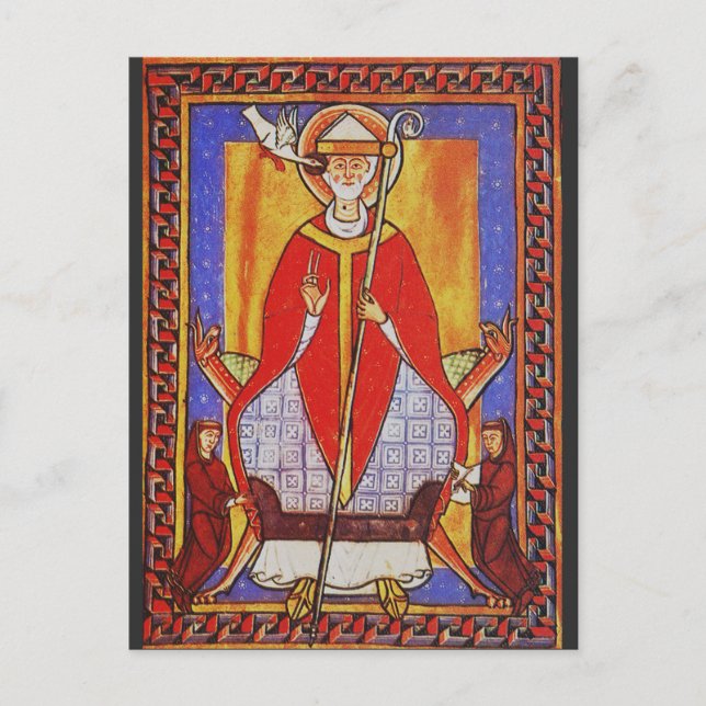 Postal Festiva Icono medieval de San Gregorio Magno (Anverso)