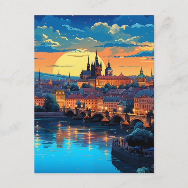 Postal Festiva Iglesia de Crepúsculo sobre Tyn (Anverso)