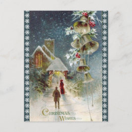 Postal Festiva Iglesia de la Vintage y Navidades de Bells
