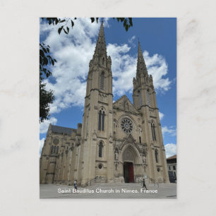 Postal Festiva Iglesia de San Baudilio en Nimes, Francia, en un