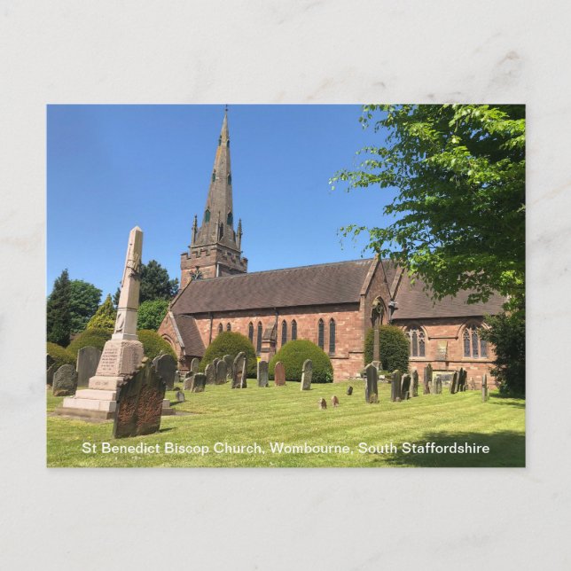 Postal Festiva Iglesia de San Benedicto Biscop Wombourne Stafford (Anverso)