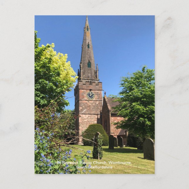 Postal Festiva Iglesia de San Benedicto Biscop Wombourne Stafford (Anverso)