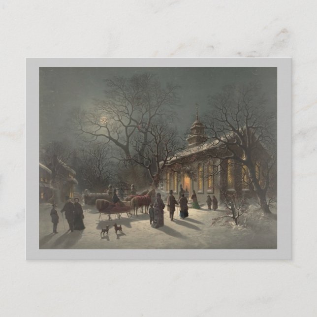 Postal Festiva Iglesia en la víspera de los Navidades (Anverso)