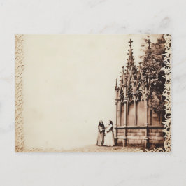 Postal Festiva Iglesia gótica antigua mirando al Halloween del Vi