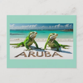 Postal Festiva Iguanas verdes en aruba