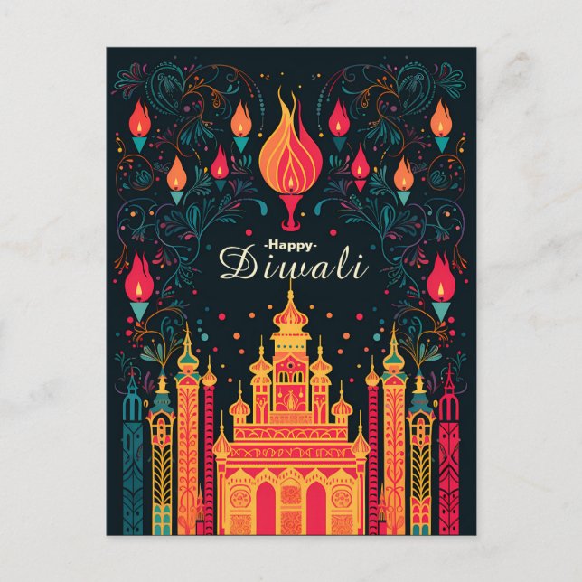 Postal Festiva Iluminación divina: Celebración del Diwali (Anverso)