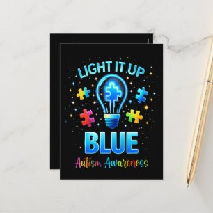 Postal Festiva Ilumínalo de Azul Conciencia del Autismo Autista