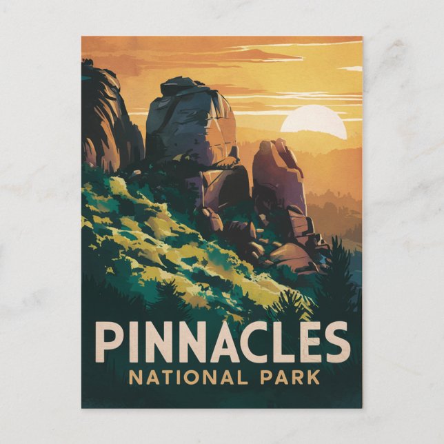 Postal Festiva Ilustracion acuático del Parque Nacional de Pinnac (Anverso)