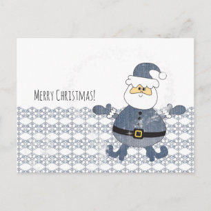 Postal Festiva Ilustracion Cute Denim Fashion Santa