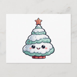 Postal Festiva Ilustracion Cute Kawaii Christmas Tree