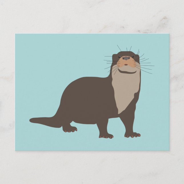 Postal Festiva Ilustracion Cute Otter (Anverso)