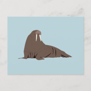 Postal Festiva Ilustracion Cute Walrus