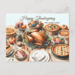 Postal Festiva Ilustracion de Acción de Gracias de Acuarela