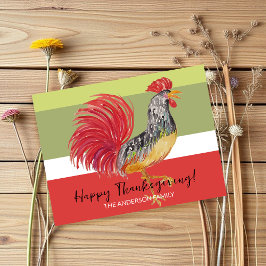 Postal Festiva Ilustración de acuarela del gallo rojo del país