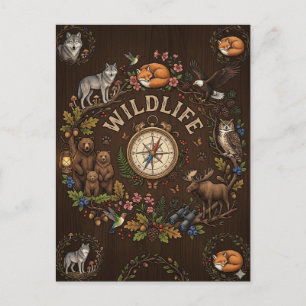 Postal Festiva Ilustración de Aventura en el Bosque de "Vida Silv