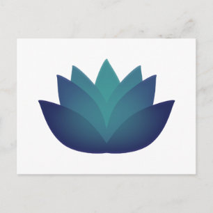 Postal Festiva Ilustracion de flores Aqua Lotus