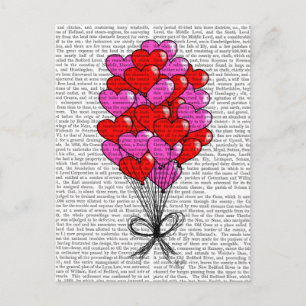 Postal Festiva Ilustracion de globo de San Valentín