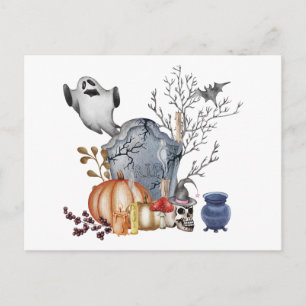 Postal Festiva Ilustración de Halloween muy espeluznante