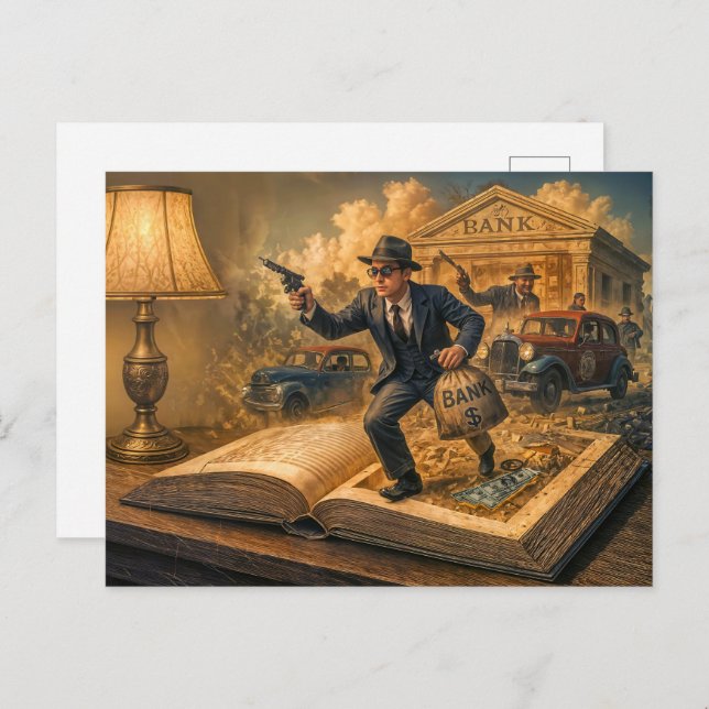 Postal Festiva ilustracion de los libros de pandillas de los años (Anverso / Reverso)