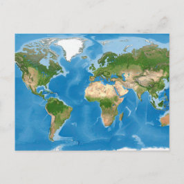 Postal Festiva Ilustración de Mapa Mundial Topográfico de la Tier