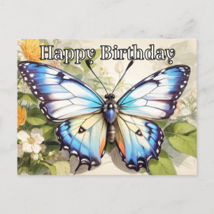 Postal Festiva Ilustracion de mariposa bonito vintage