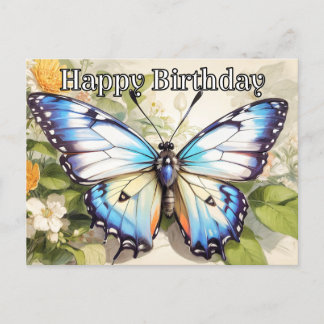 Postal Festiva Ilustracion de mariposa bonito vintage