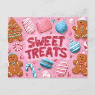 Postal Festiva Ilustracion de Navidades de tratamientos dulces co