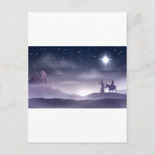 Postal Festiva Ilustracion de Navidades Mary y Joseph Nativity