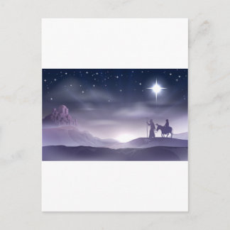 Postal Festiva Ilustracion de Navidades Mary y Joseph Nativity