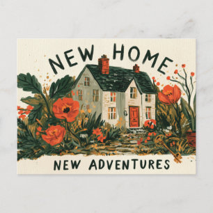 Postal Festiva Ilustración de Nueva Casa Nuevas Aventuras