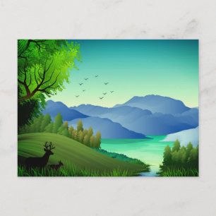 Postal Festiva Ilustracion de paisajes naturales 46855