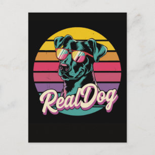 Postal Festiva Ilustración de perro vintage con estilo y vibracio