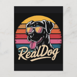 Postal Festiva Ilustración de perro vintage con estilo y vibracio