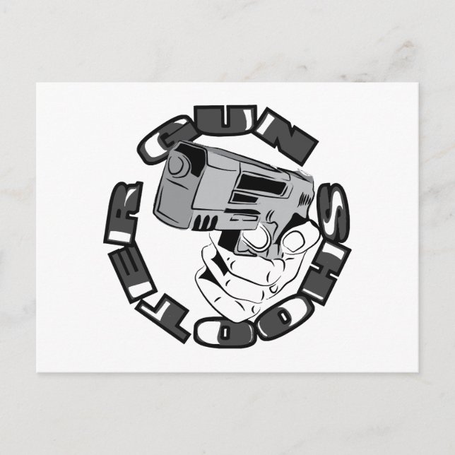 Postal Festiva Ilustracion de pistoleros de armas (Anverso)