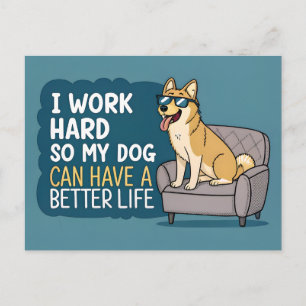 Postal Festiva Ilustración de sofá con cita divertida de perro Sh