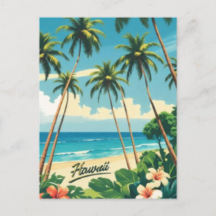 Postal Festiva Ilustración de viaje de las Islas Hawaianas Retro 