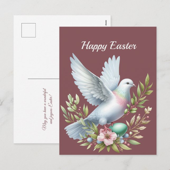 Postal Festiva Ilustracion Easter Peace Dove (Anverso / Reverso)