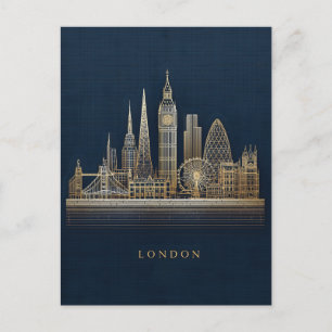 Postal Festiva Ilustración elegante de la silueta de la ciudad de