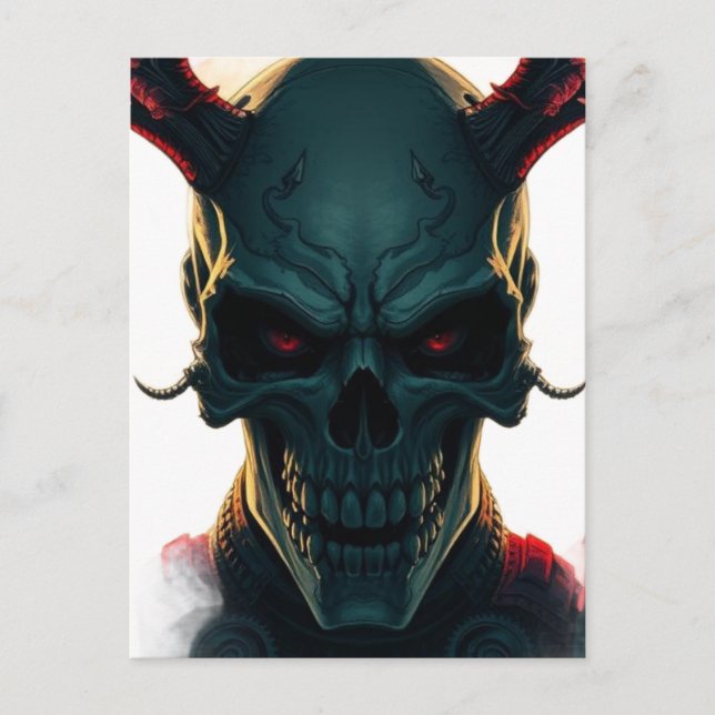 Postal Festiva Ilustracion estilo Skull Comics Fantasy Art (Anverso)