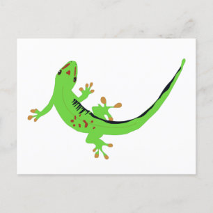 Postal Festiva Ilustracion Gecko Lizard Reptile