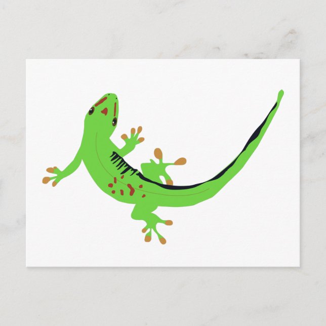 Postal Festiva Ilustracion Gecko Lizard Reptile (Anverso)