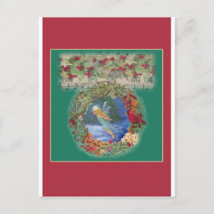 Postal Festiva Ilustracion mágico de hadas para navidades