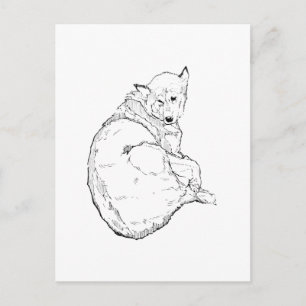Postal Festiva Ilustración minimalista de perro Husky Siberiano 